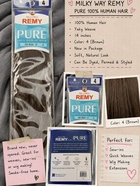 Milky Way Remy PURE 100% Human Hair Yakky Weave - Color 4 (Brown)